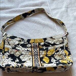 Vera Bradley Floral Quilted Shoulder Bag - Black, Yellow, White